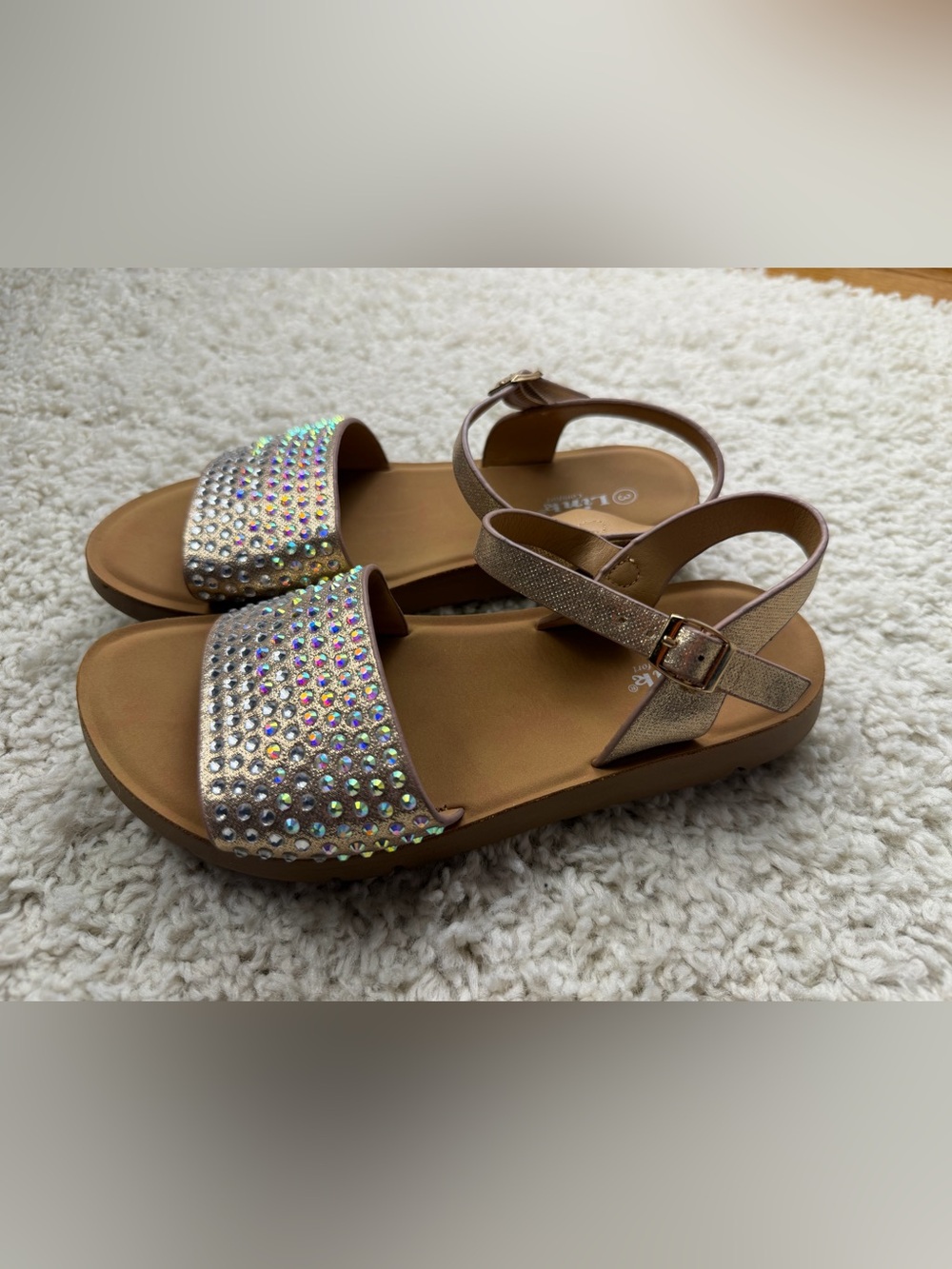 Crystal Embellished Girls' Sandals Sz 3